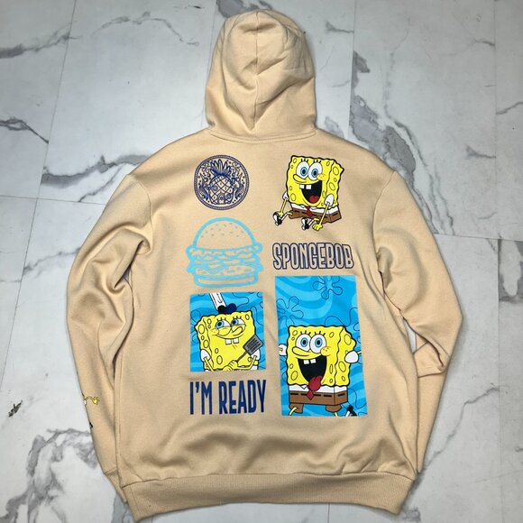 SpongeBob SquarePants Beige Hoodie | Men’s M | Nickelodeon Graphic Hoodie 🧽 - Picture 4 of 4